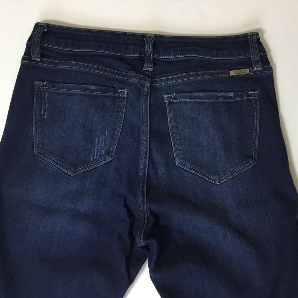 KanCan Jeans Womens Dark Wash High Rise Skinny Jeans Distressed Raw Hem Size 9 - Picture 7 of 8